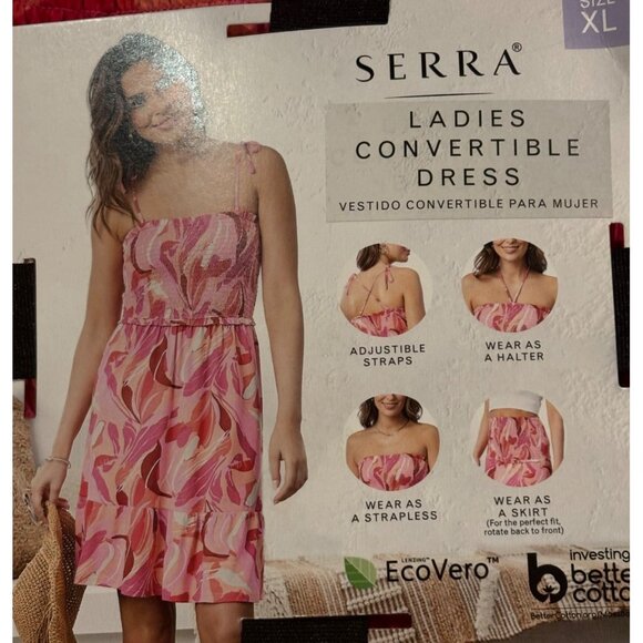 Sierra XL Convertible Dress Pink/Orange Strapless Halter Skirt Adjustable Straps - Picture 2 of 4
